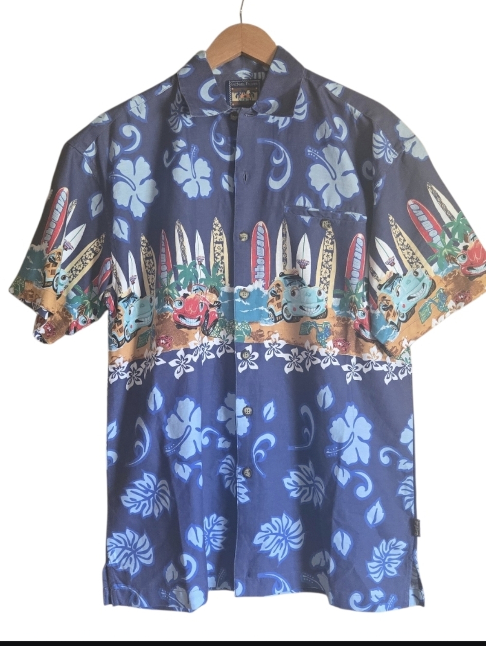 McNeel Palmer Surfing Chevron Cars Buttoned Down Shirt